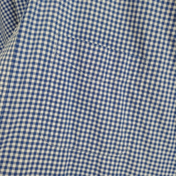 Alan Flusser Mens Large 100% cotton blue white checked button down shirt - Picture 10 of 16